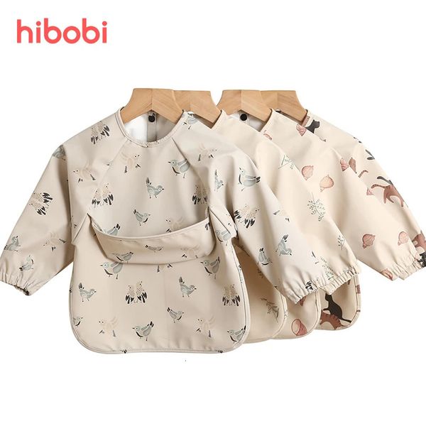 Bavoirs hibobi bébé à manches longues enfants tout-petits artisanat d'art imperméable protection des repas lavable facile à nettoyer blouse pour enfant 231009