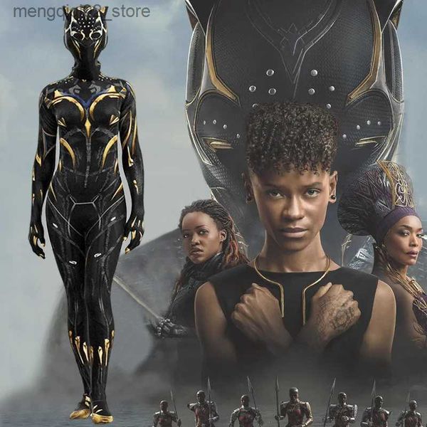 Tema Traje Black Panther Wakanda Forever Superhero Black Panther Shuri Cosplay Come Macacão Bodysuit Halloween Venha para Mulheres Q240307