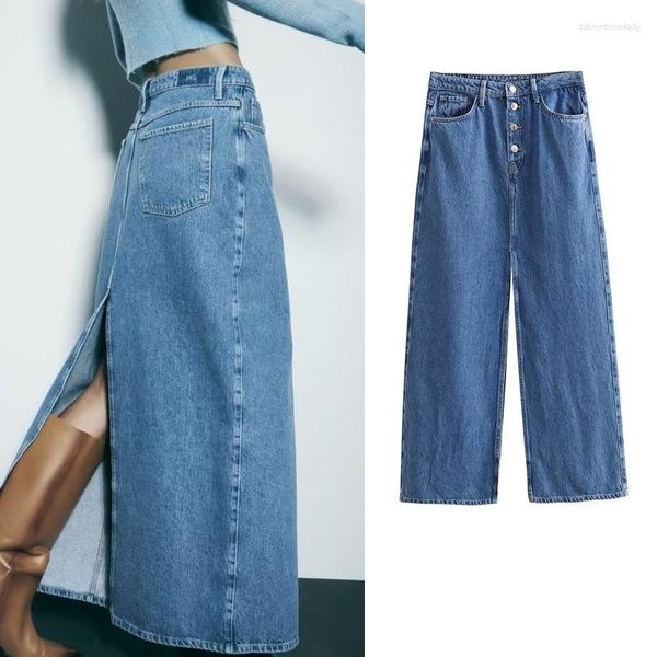 Röcke Herbst Mode Klassische Stretch Taille Denim Rock Elegante Chic Straße Casual frauen 2023 Stil