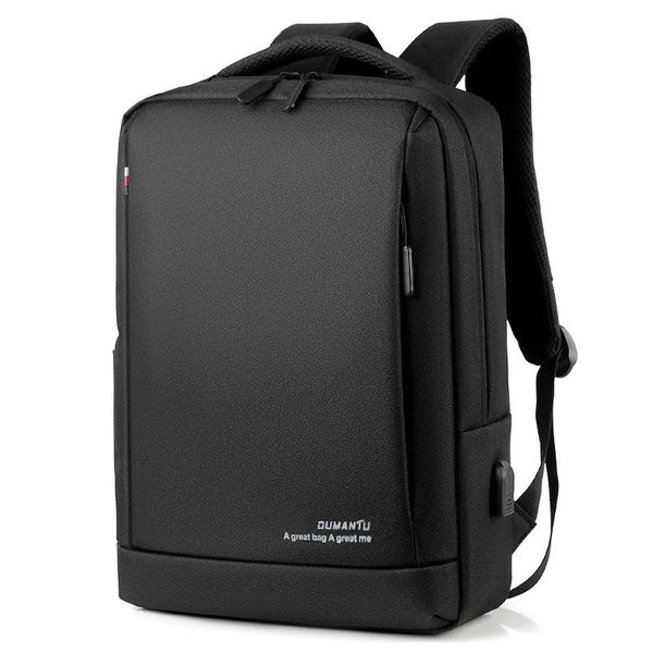 Mochila escolar masculina, mochila casual à prova d'água de grande capacidade para viagem, bolsa para laptop com interface de carregamento USB preta 231009