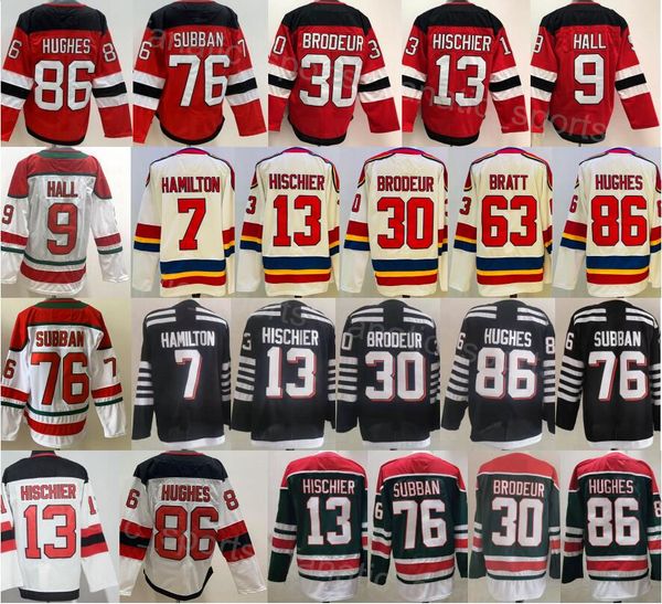 Eishockey Reverse Retro 30 Martin Brodeur Jersey Man 13 Nico Hischier 76 PK Subban 7 Dougie Hamilton 86 Jack Hughes 9 Taylor Hall Stadium Series Alternate Black Sale