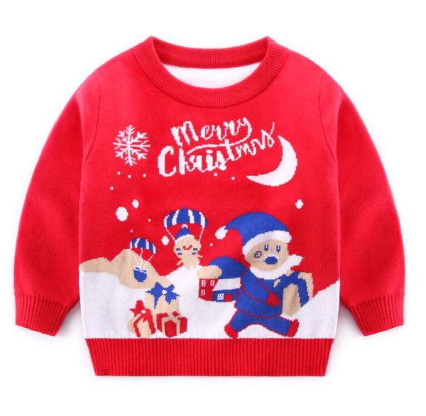 Sonbahar Kids Tasarımcı Kıyafetleri Kırmızı Noel Pullover Erkek Boy Kız Sweaters Örgü Jumper Çocuk Ceket