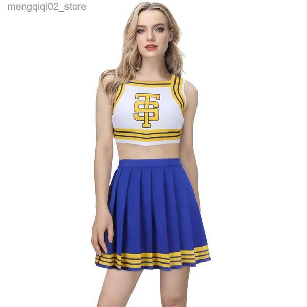 Traje temático Taylor Cheerleader Uniform TS Shake It Off Azul Branco Cheerleading Outfits Festa de Halloween Venha para meninas do ensino médio Q240307