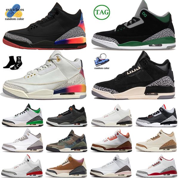 Clássico 3s Treinadores Mens Mulheres Jumpman 3 Tênis de Basquete Racer Blue Off Noir Fear Medellin Sunset Wizards Cardinal Vermelho Cool Cinza Pinho Verde Sapatilhas Esportes