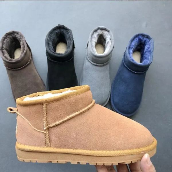 2023 marca designer crianças ultra mini botas de neve meninas quente criança bebê inverno lã pulôver pele castanha slides macio sude lã botas tamanho 21-35