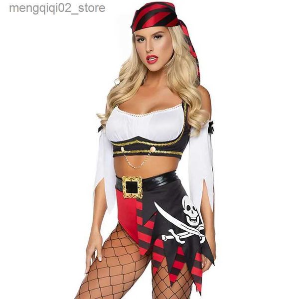 Thema Kostüm Hot Sexy Frauen Mittelalterliche Pirat Kommen Halloween Karneval Party Spiele Cosplay Uniform Erwachsene Sexy Kommt Rollenspiel Dessous set Q240307