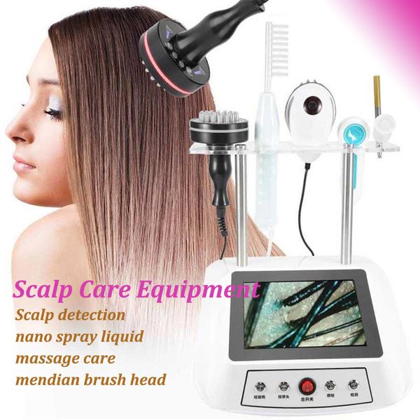 Instrumento de cuidados com o couro cabeludo 5 em 1, spray nanômetro, máquinas de terapia capilar, dispositivo de cuidados com a pele, nano pulverizador para salão de cabeleireiro