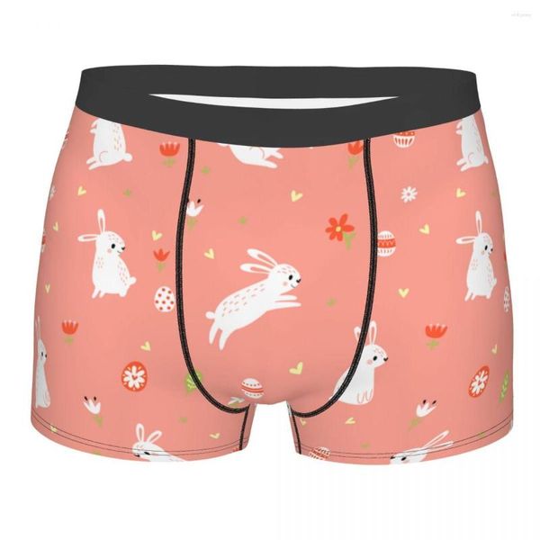 Calzoncillos Liebres de Pascua y flores Ropa interior para hombres Boxer Shorts Bragas Divertido Transpirable para Homme S-XXL