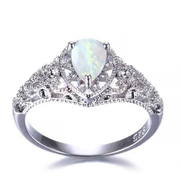 5 Stück Luckyshine S925 Sterling Silber Damen Opal Ringe Blau Weiß Natürlicher Mystischer Regenbogentopas Hochzeit Verlobungsringe #7-10306v