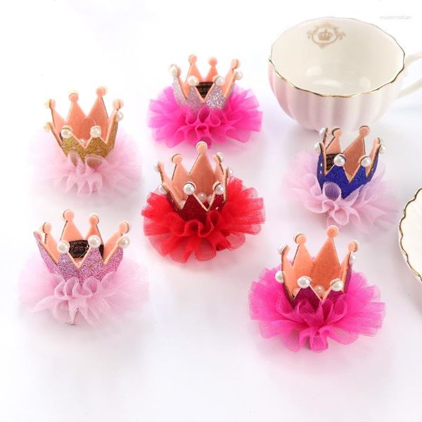 Accessori per capelli 1 pz forcina per bambini principessa corona pizzo perla testa per bambina clip per gioielli per bambine