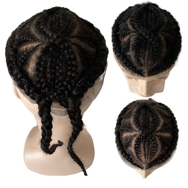 Высочайшее качество, бразильские девственные человеческие волосы, замена двойных 8 кукурузных косичек, парик 8x10, полный кружевной топпер для чернокожих женщин
