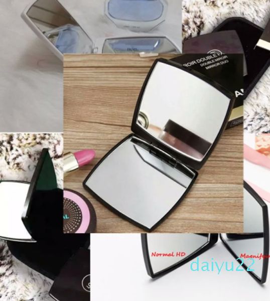 Specchio portatile per trucco e ingranditore pieghevole classico a doppio lato con borsa in flanella. Confezione regalo