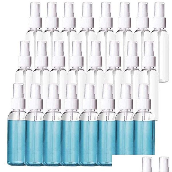 Bottiglie di imballaggio Bottiglie spray in plastica trasparente da 2 Oz all'ingrosso 60 ml Bottiglia spruzzatore a nebulizzazione fine riutilizzabile Atomizzatori cosmetici per trucco Sma Dhnsy vuoto