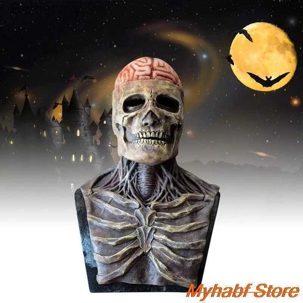 Accessori per costumi Halloween Horror Maschera da scheletro Copricapo 3D Testa intera Maschera da teschio Scheletro Casco Lattice Maschera spaventosa Halloween Masquerade Puntelli RegaloL231010