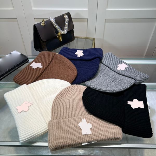 Gorro masculino outono e inverno esportes ao ar livre estilo designer frisado chapéu feminino lã lã quente doce cor carta bordado 6 cores boné