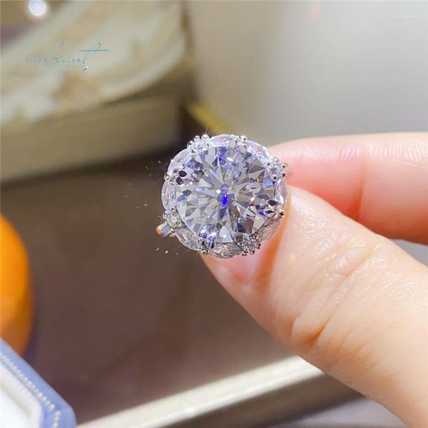 Anelli a grappolo Inbeaut Classico in argento 925 da 5 ct Taglio eccellente Diamante Test D Colore Moissanite Blossom Anello da festa per le donne Gioielleria raffinata