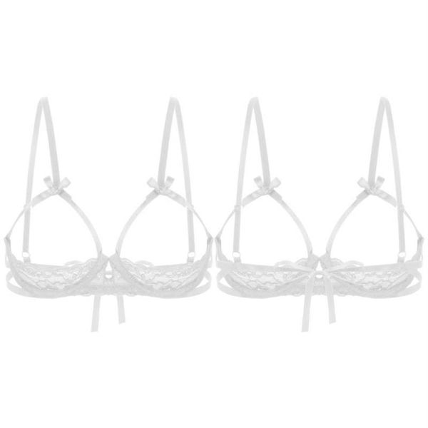 Reggiseno con capezzolo aperto Reggiseno con coppe aperte da donna erotico sexy Ritagliato intimo per il seno Vedere attraverso la biancheria intima di pizzo trasparente2750