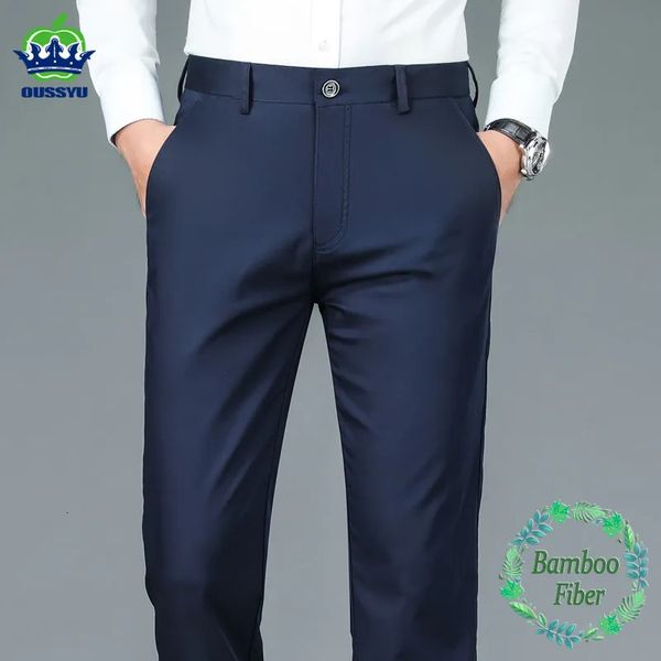 Pantaloni da uomo di alta qualità di lusso dritto tailleur da uomo in fibra di bambù Designer Autunno Inverno elegante casual lungo formale pantaloni uomo 231010