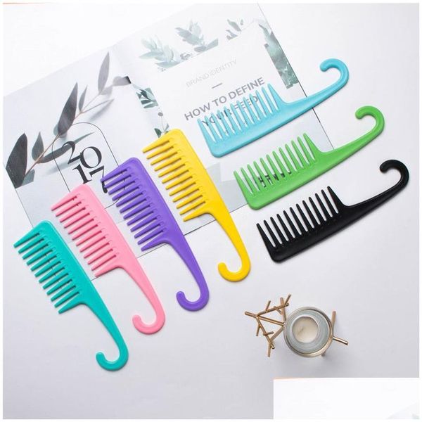 Outros suprimentos de toalete de banho Novo dente largo curvado gancho pente plástico grande pode onda curling cabelo perm casa jardim banho dhbn7