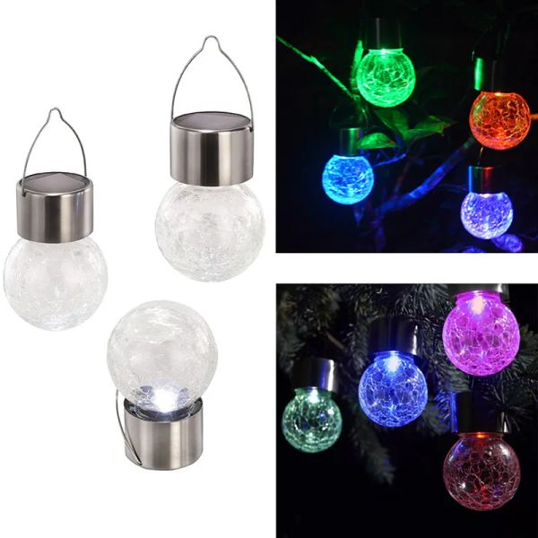 Sfera che cambia colore Glass Crack Light ip65 lampade a sospensione luci solari glass crack Luci da giardino Lampada a luce solare per esterni a LED per prato da giardino LL