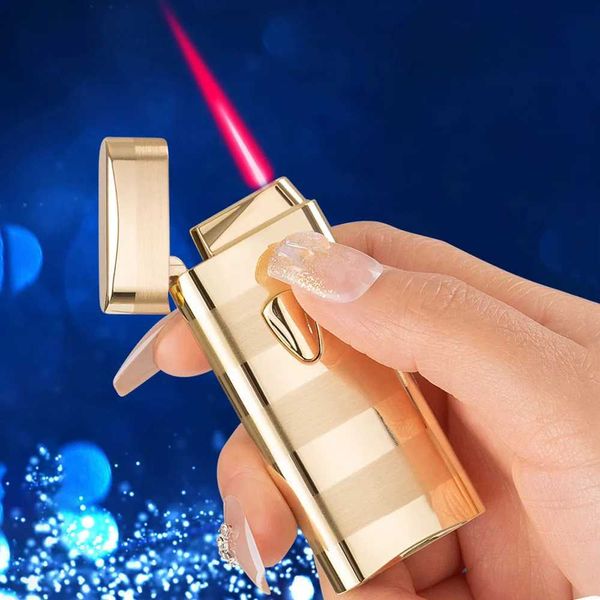 Lighters Ultratin İndüksiyon Şişirilebilir Meşale Daha Çakmak Metal Rüzgar Geçirmez Elektronik Ateşleme EDC Bütan Yok Gaz Jet Lighters Erkekler için Serin Hediye TR8C