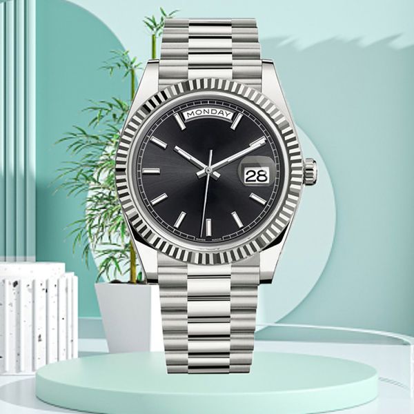 Herren-Luxusuhr, Designer-Uhr mit Schweizer Uhrwerk, blaues römisches Zifferblatt, Edelstahl-Armbanduhr mit automatischem Uhrwerk, hochwertige Modeuhr