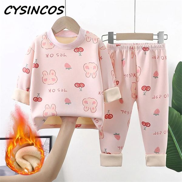 Set di abbigliamento Autunno Inverno Bambini Pigiama caldo spesso Neonati maschi Ragazze Cartoon Manica lunga Girocollo Pigiama Bambino Pigiameria Set di abbigliamento 231010