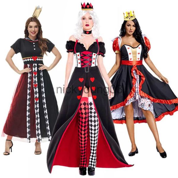 Tema traje halloween criança adulto rainha alice cosplay traje carnaval festa sexy vestido com headwear mulher meninas halloween cospaly vestido x1010