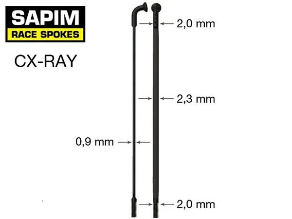 Ruote bici SAPIM CX Ray Aero Raggi profilati Bend J Hook Straight Pull CX RAY Raggio Nipplo escluso 206 306 mm CX Sprint è opzionale 231010