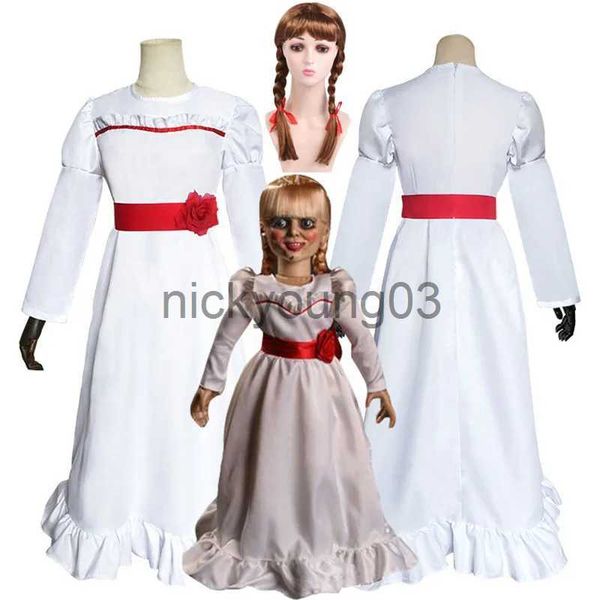 Thema Kostüm Halloween Film Cosplay Kostüm Annabelle Kleid Party Cosplay Kostüm Frauen Mädchen Böse Halloween Horror Gruselig Weißes Kleid x1010