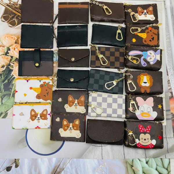 Tasarımcı Çantalar Bayan Para Çantalar Kahverengi Mektup Köpek Köpek Tavşan bayanlar Cüzdan Kart çantaları Beyaz Mektup Aslan Ayı Zippy Cüzdan Marka Bayanlar Çevre Debriyaj Çanta Cep
