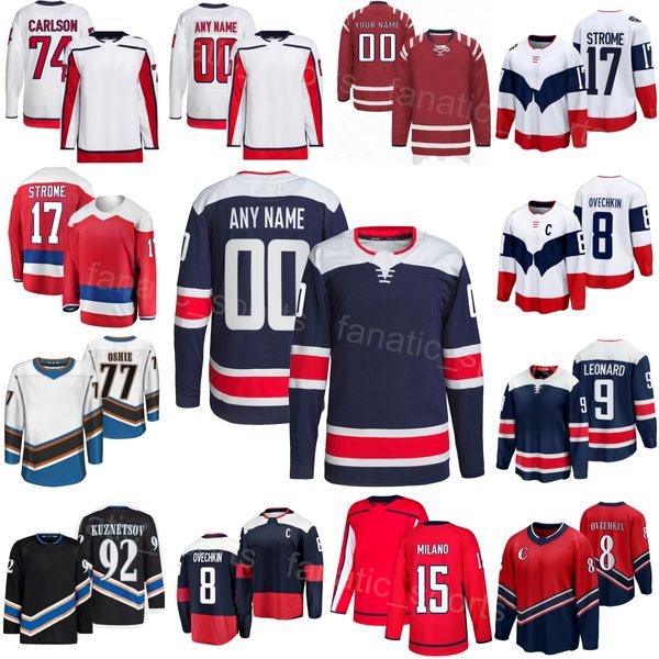 Hokey Takımı 17 Dylan Strome Jersey Ters Retro 92 Evgeny Kuznetsov 77 T.J. Oshie 15 Sonny Milano 74 John Carlson 9 Ryan Leonard Alex Ovechkin Alternatif Çocuk Lady Man