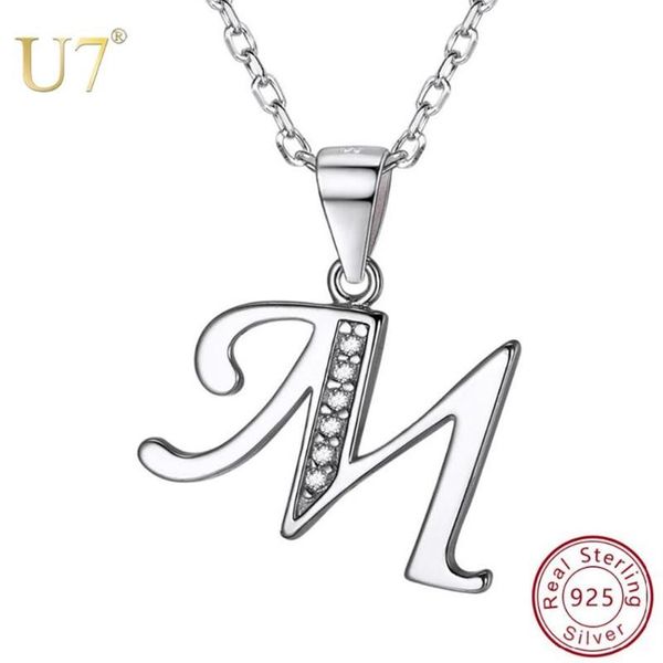 Kolye Kolyeleri U7 925 STERLING Gümüş A-Z Kadınlar için Alfabe Adı Kızlar Doğum Günü Hediyesi Kübik Zirkonya Choker326r