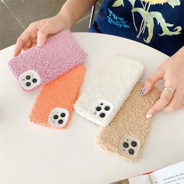 Cell Phone Cases Lovely Plush Warm Fluffy Case For iPhone 11 13 Pro Max X XR XS 7 8 Plus 12 Mini Furry Soft Silicone Back Cover 231010