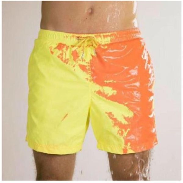 Mens Beach Shorts Magic Color Change Maiô Secagem rápida após encontrar água com temperatura 2021 Men's200O