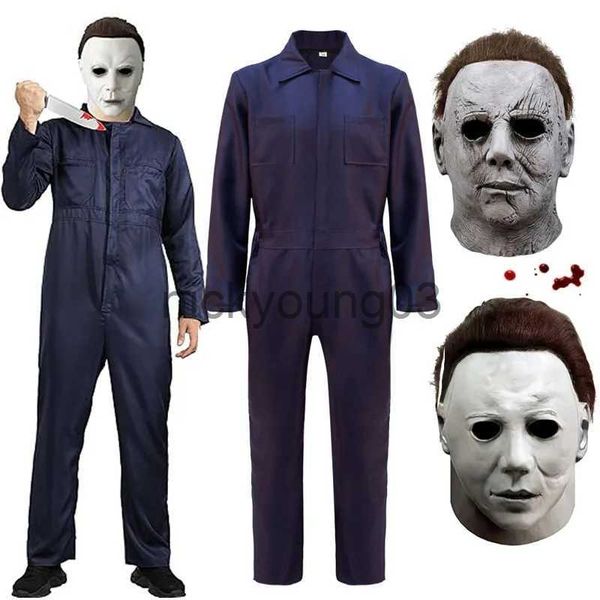 Costume a tema Michael Myers Costume per adulti Halloween Cosplay Horror Killer Tute Puntelli con maschera x1010