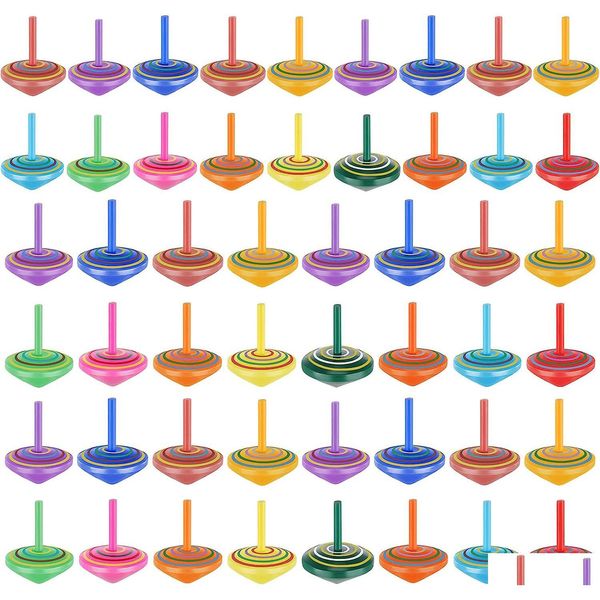 Holz Colorf Tops für Kinder Holz Gyroskope Spielzeug Lernspielzeug Garten Spiel Regenbogen Gyro Familienspiele Drop Lieferung