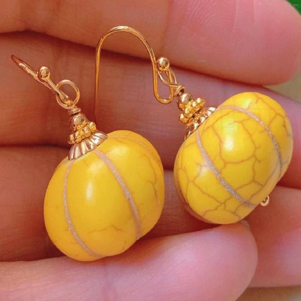 Dangle brincos moda natural amarelo abóbora turquesa contas de ouro feminino orelha parafuso prisioneiro festa do dia das mães natal clássico cultivado gancho