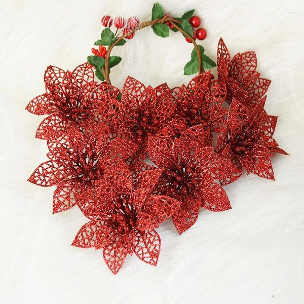 Dekorative Blumen, 5 Stück, glitzernd, künstliche Frohe Weihnachten, Weihnachtsbaumschmuck, für Zuhause, Jahr, Hochzeit, Party, Dekoration