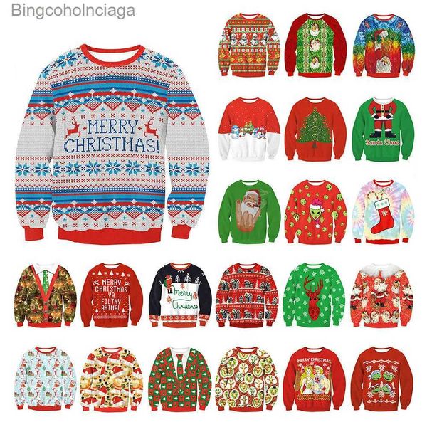 Kadın Sweaters Yeni Sonbahar Kış Kış Çirkin Noel Sweaters Jumpers Üstleri Xmas Sweater Erkekler Kadınlar 3D Komik Dinozor Baskı Kazak Hoodie Sweatshirtl231010