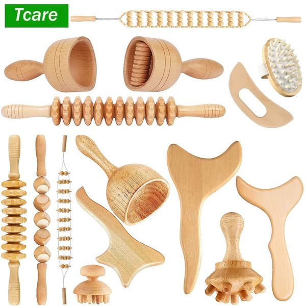 Massager TCARE 1 SET деревянный массаж тела Рефлексология Рефлексология Акупункция Тайская массажная терапия меридианы лом -лимфатические здравоохранения 231010