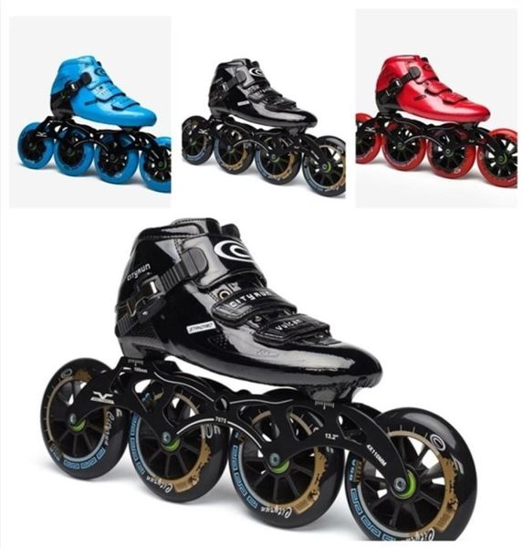 Patins de gelo profissionais CITYRUN sapatos de velocidade inline para competição de corrida em pista interna 110mm 100mm 90mm rolo de fibra de carbono1890179