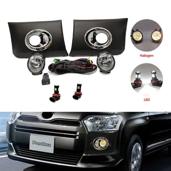 Carro led amortecedor dianteiro luzes de nevoeiro lâmpada para toyota probox sucesso 2016-2022 chrome guarnição chicote fiação capa grade