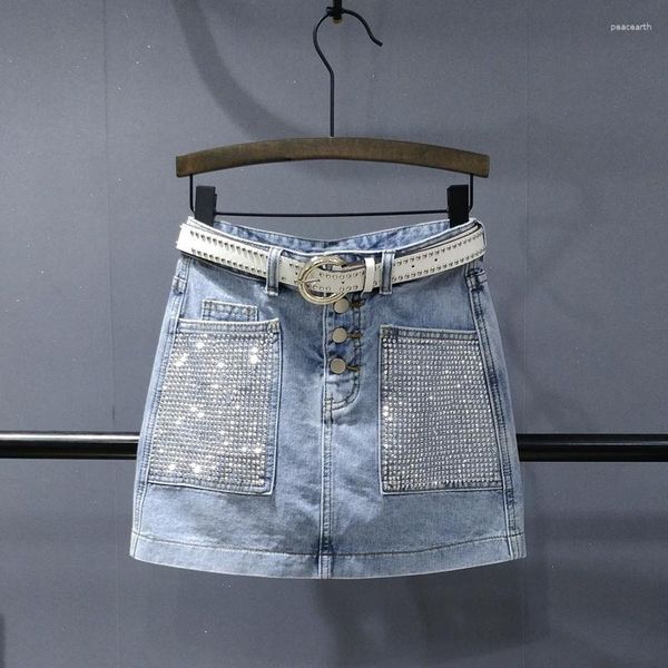 Gonne coreano piccolo design jeans a mezza lunghezza moda 2023 gonna di jeans cotone casual bottoni dritti vestiti da tennis