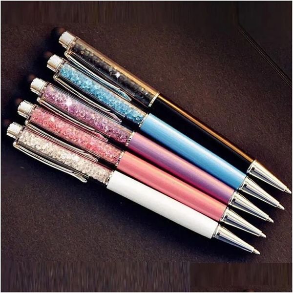 Canetas esferográficas atacado canetas esferográficas design criativo caneta de cristal diamante papelaria esferográfica stylus oleoso preto recarga escritório escola dh7mb