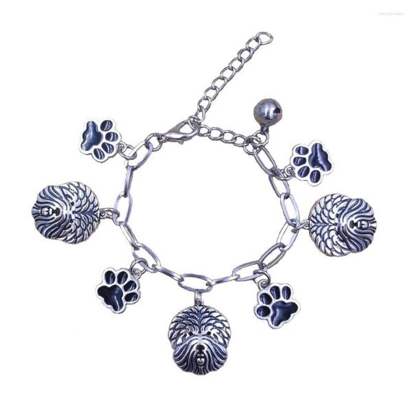 Braccialetti Link Cute Old Old English Shepherd Husky Cinese Shar Pei Dog Animal Acciaio inossidabile Catena Uomini Donne SB004