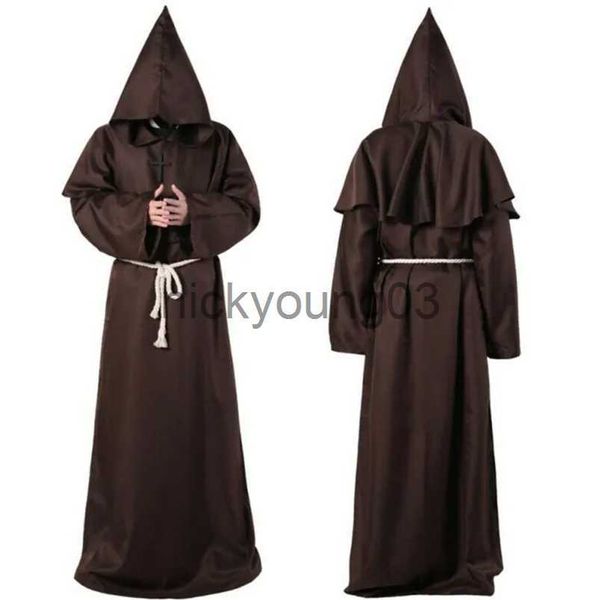 Traje temático Halloween Medieval Christian Frier Priest Robes Bruxa Mago Capa Capa Festa Morte Fantasma Vampiro Diabo Trajes Cosplay x1010 x1011