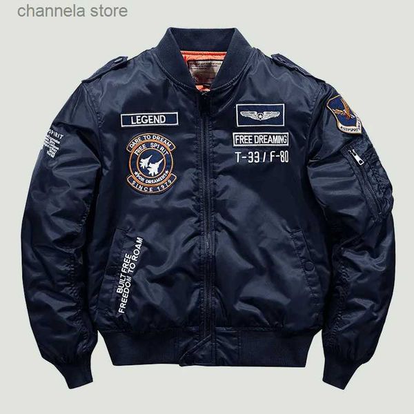 Herrenjacken Hip Hop Bomber Baseballjacke Männer Hohe Qualität Stickerei Winter Dicke Warme Militär Motorrad Ma-1 Aviator Pilot Jacken Männlich T231010