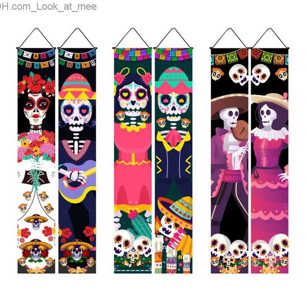 Outros suprimentos para festas de eventos Dia mexicano da bandeira morta pendurada ao ar livre pendurado sinal de varanda Halloween fantasma assustador adereços decorativos decoração de casa 180 * 30 cm Q231010