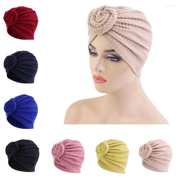 Abbigliamento etnico Donna Tinta unita Perdita di capelli Turbante Berretto Copricapo in cotone Copricapo musulmano Copricapo da notte Accessori per capelli da donna